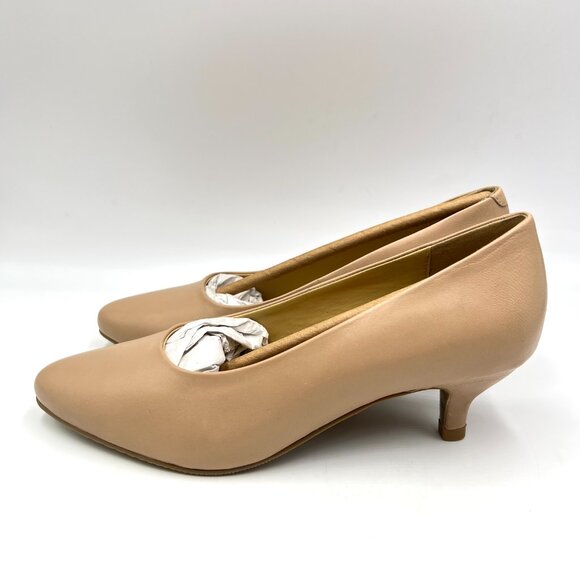 Trotters Womens Size 6.5 Beige‎ Nude Tan Leather Kitten Heels Pumps Shoes - Picture 6 of 14